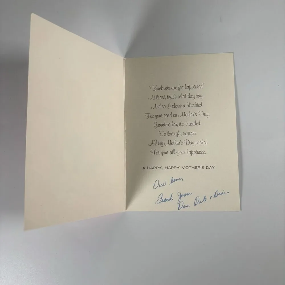 Vintage Norcross Mother’s Day Card Grandmother Bird Floral Handwritten Letter